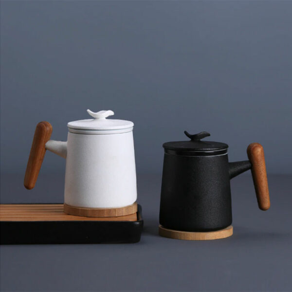 Ceramic cup with wooden handle